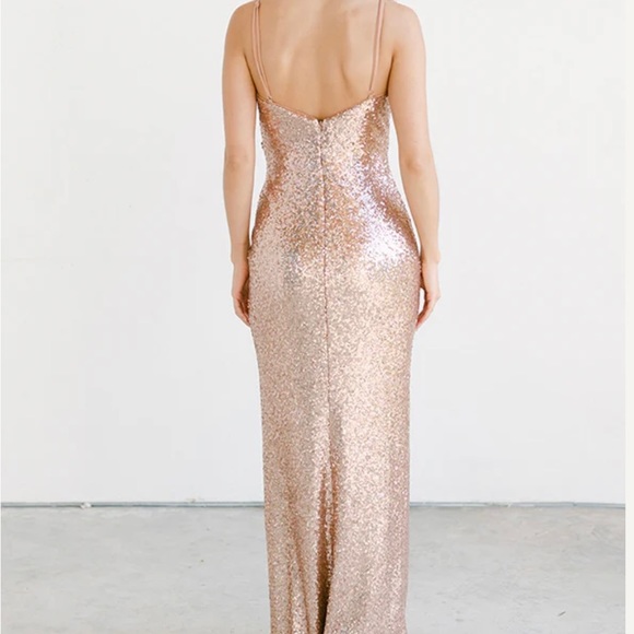 Rose Gold Sequins Dress with slit - Picture 4 of 4